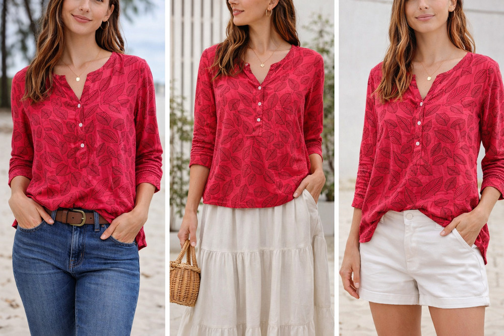 Bombay Paisley Artsy Ombre tunic Top Boho Coastal Cottage core Lightweight M